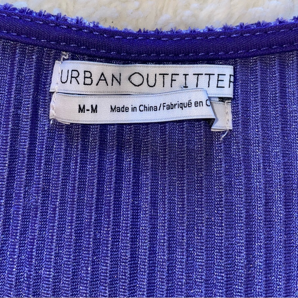 Urban Outfitters Royal Blue Velvet VNeck Crop Top - Picture 3 of 7